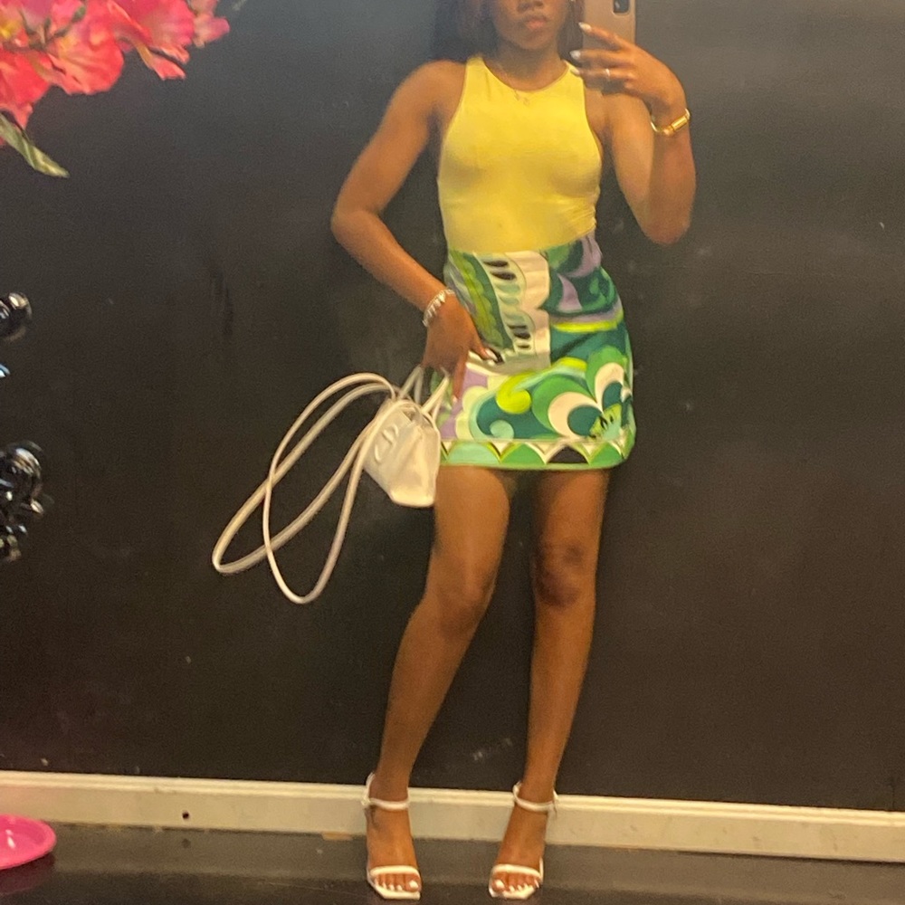 Green Pattern Zara skirt.